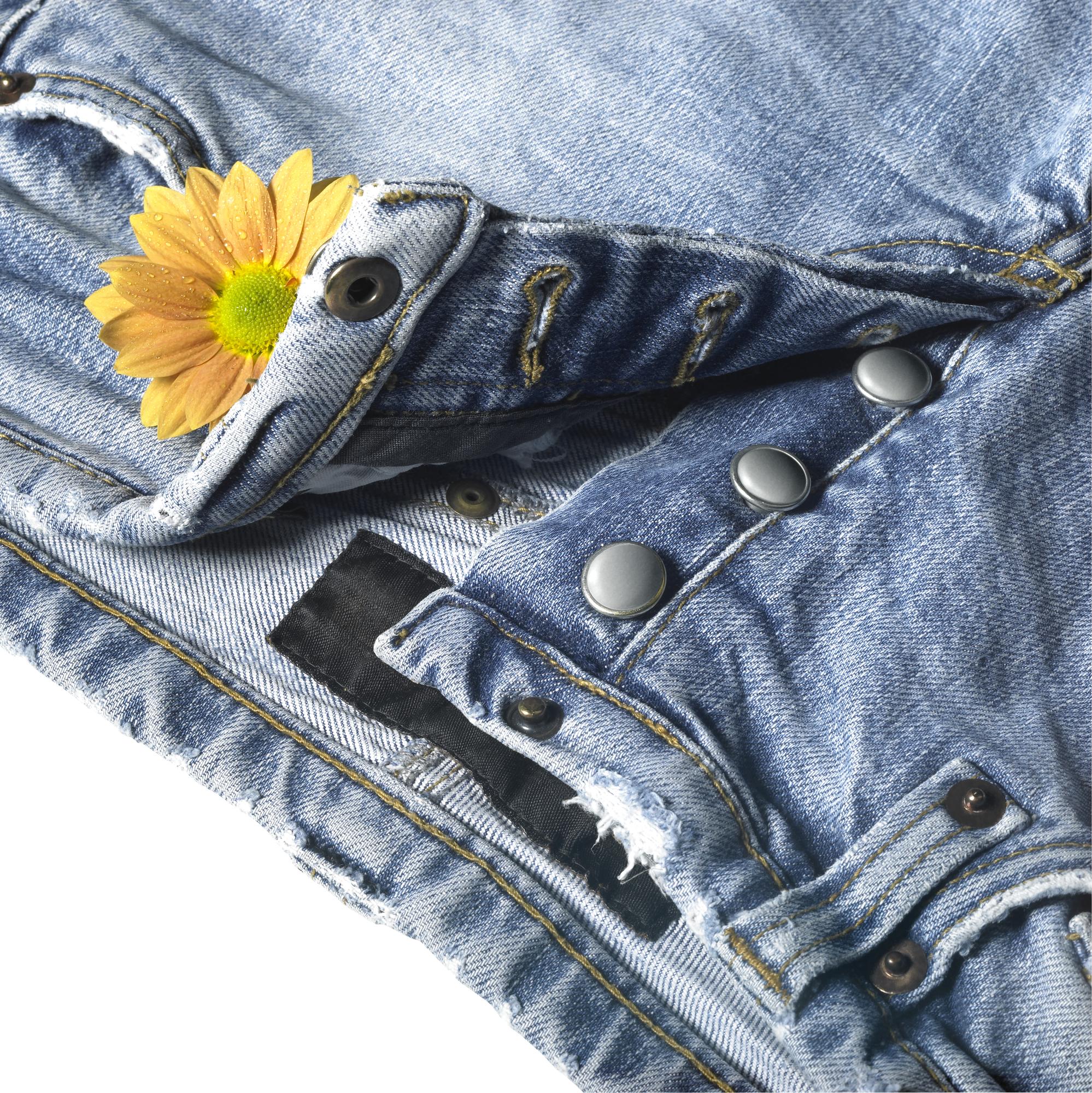 Decorative embroidered patch on denim jacket